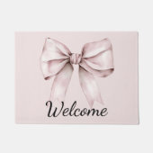 Esthetische coquette roze strik Gepersonaliseerd Deurmat (Voorkant)