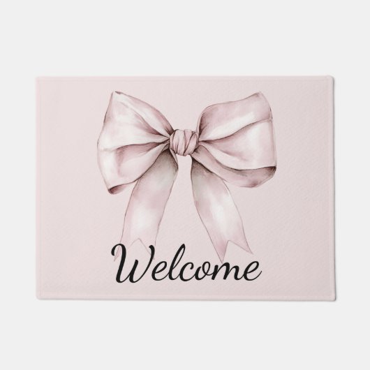 Esthetische coquette roze strik Gepersonaliseerd Deurmat (Voorkant)