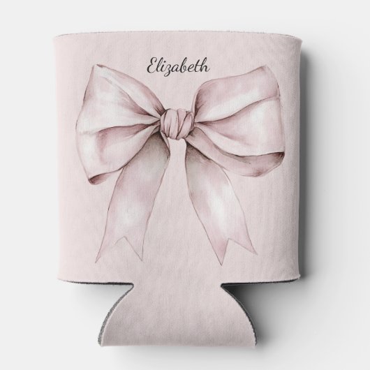 Esthetische coquette roze strik Gepersonaliseerde  Blikjeskoeler (Achterkant)