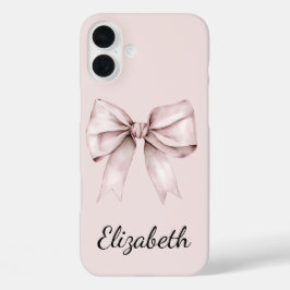 Esthetische coquette roze strik Gepersonaliseerde  iPhone 16 Plus Hoesje