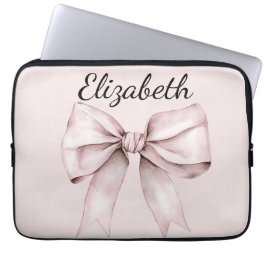 Esthetische coquette roze strik Gepersonaliseerde  Laptop Sleeve
