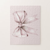 Esthetische coquette roze strik Gepersonaliseerde Legpuzzel (Verticaal)