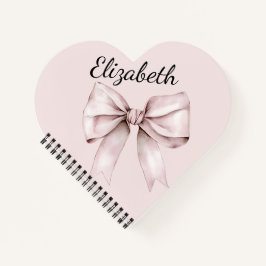 Esthetische coquette roze strik Gepersonaliseerde  Notitieboek