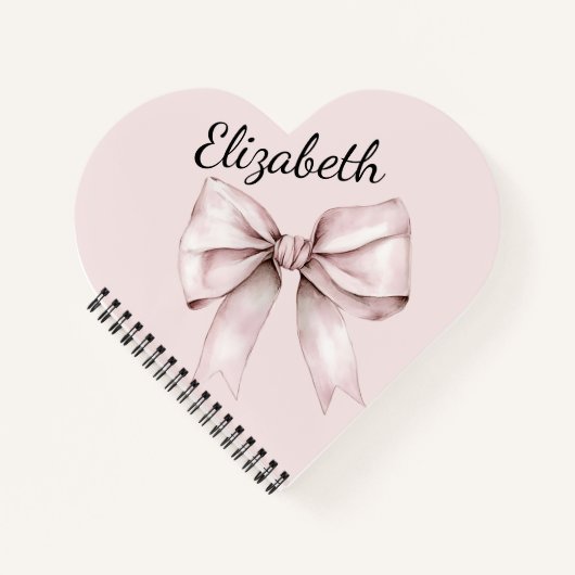 Esthetische coquette roze strik Gepersonaliseerde  Notitieboek (Voorkant)