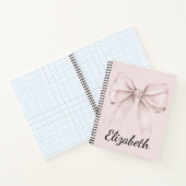 Esthetische coquette roze strik Gepersonaliseerde Notitieboek (Binnen)