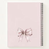 Esthetische coquette roze strik Gepersonaliseerde Notitieboek (Achterkant)