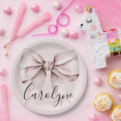 Esthetische coquette roze strik Gepersonaliseerde  Papieren Bordje (Feest)