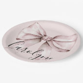 Esthetische coquette roze strik Gepersonaliseerde  Papieren Bordje (Gekanteld)