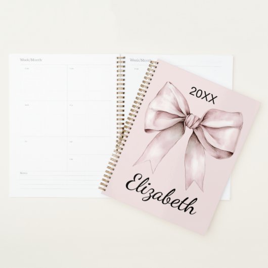 Esthetische coquette roze strik Gepersonaliseerde  Planner (Display)
