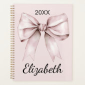 Esthetische coquette roze strik Gepersonaliseerde  Planner (Voorkant)