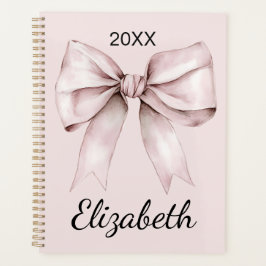Esthetische coquette roze strik Gepersonaliseerde  Planner