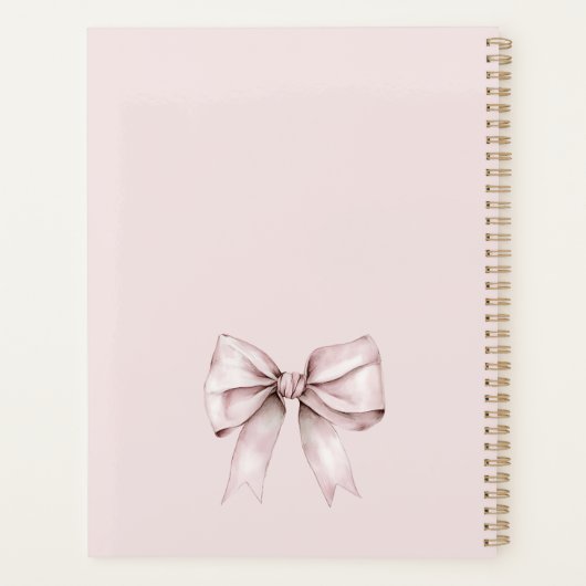 Esthetische coquette roze strik Gepersonaliseerde  Planner (Achterkant)