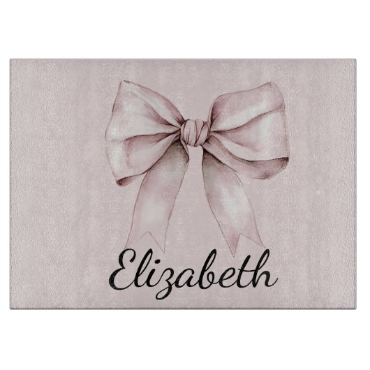 Esthetische coquette roze strik Gepersonaliseerde  Snijplank (Voorkant)