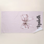 Esthetische coquette roze strik Gepersonaliseerde  Strandlaken (Voorkant)