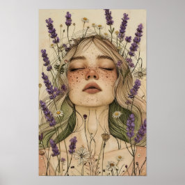 Esthetische Cottagecore Meisjes Kunstprint Poster