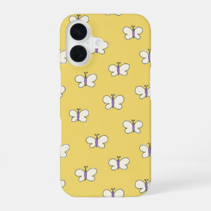 Esthetische Cottagecore Vlinder Botergeel iPhone 16 Hoesje