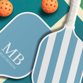 Esthetische Country Club Blue Stripes Monogram Sch Pickleball Paddle