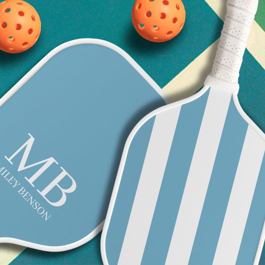 Esthetische Country Club Blue Stripes Monogram Sch Pickleball Paddle