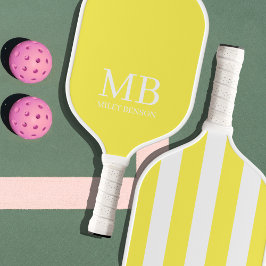 Esthetische Country Club Gele Strepen Monogrammed Pickleball Paddle