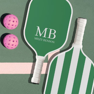 Esthetische Country Club Green Stripes Monogram Sc Pickleball Paddle
