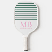 Esthetische Country Club Pink Stripes Monogram Sch Pickleball Paddle (Achterkant)