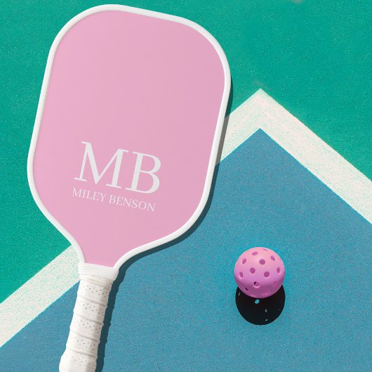 Esthetische Country Club Pink Stripes Monogram Sch Pickleball Paddle