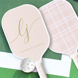 Esthetische Country Club Roze Strepen Plakken Mono Pickleball Paddle