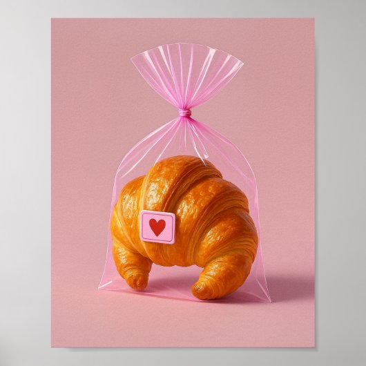 Esthetische croissant muurprint, Cute bakkerij kun Poster (Voorkant)
