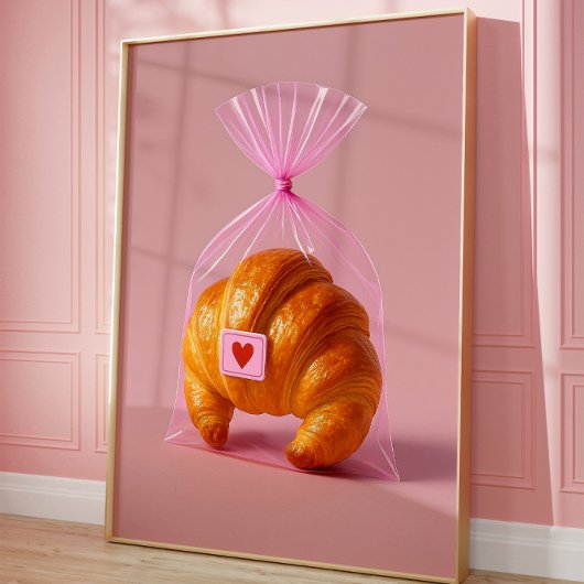 Esthetische Croissant muurprint, Schattigee bakker Poster