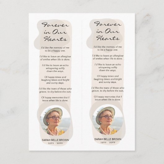 Esthetische Custom Photo Memorial Funeral Bladwijz Feestdagenkaart (Achterkant)