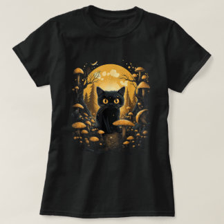 Esthetische Dark Cottagecore Cat onder paddenstoel T-shirt