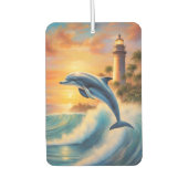 Esthetische Dolphin Wave Lighthouse Dolphin Lover Luchtverfrisser (Voorkant)