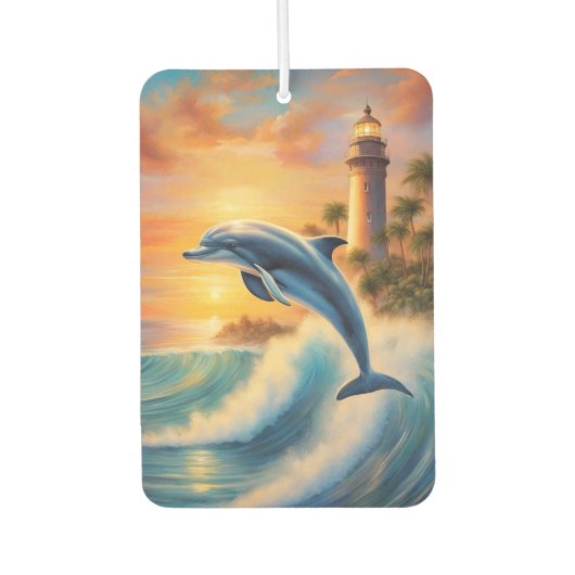 Esthetische Dolphin Wave Lighthouse Dolphin Lover Luchtverfrisser (Voorkant)