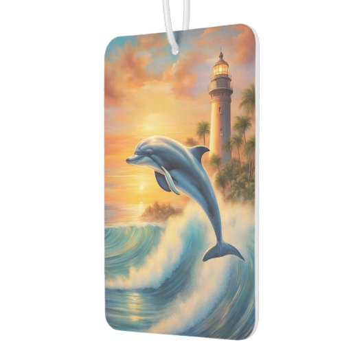 Esthetische Dolphin Wave Lighthouse Dolphin Lover Luchtverfrisser (Links)