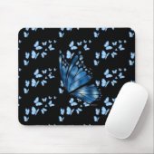 Esthetische donkerblauwe vlinder aangepaste bureau muismat (Met muis)