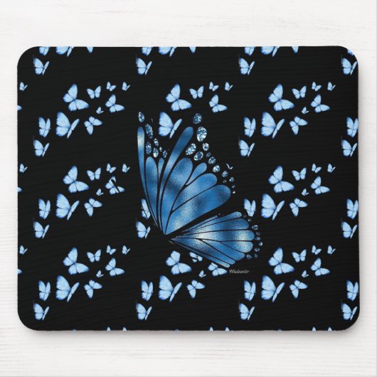 Esthetische donkerblauwe vlinder aangepaste bureau muismat (Voorkant)