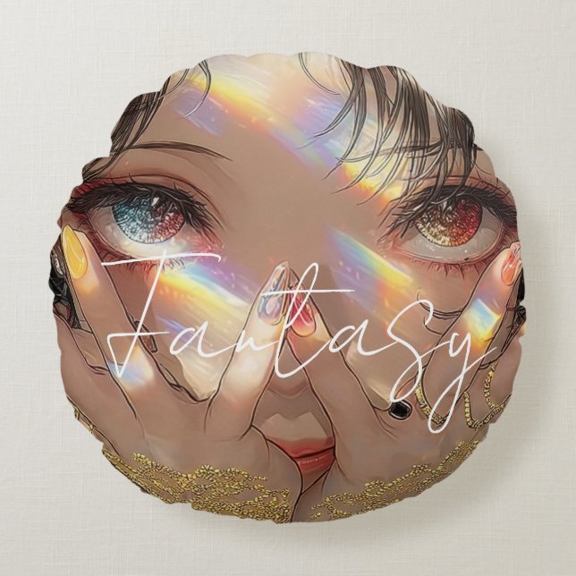 Esthetische / Donkere Fantasy Meisje Rond Kussen (Voorkant)