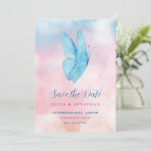 Esthetische dromerige vlinder bruiloft save the date (Staand voorkant)