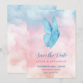 Esthetische dromerige vlinderbruiloft save the date (Voorkant / Achterkant)