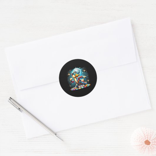 Esthetische eendendisco-danser ronde sticker (Envelop)