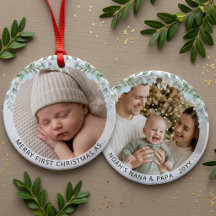 Esthetische eerste kerstfoto van nieuwe grootouder