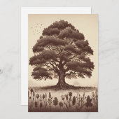  esthetische eiken lijn tekening feestdagenkaart (Voorkant / Achterkant)