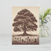  esthetische eiken lijn tekening feestdagenkaart (Staand voorkant)