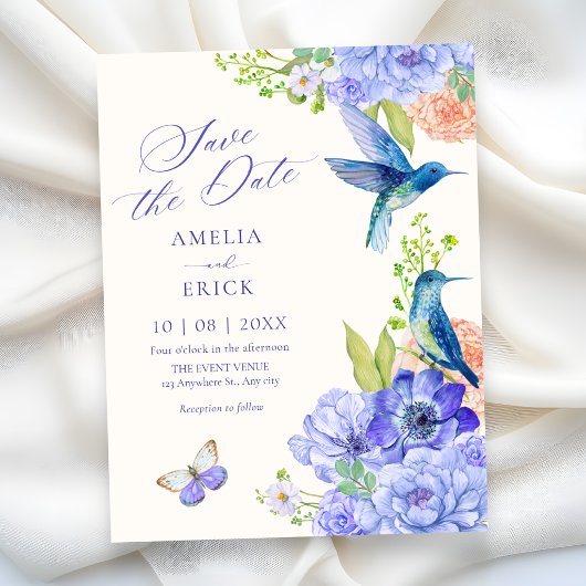 Esthetische elegante bloem bloesem vogel bruiloft save the date