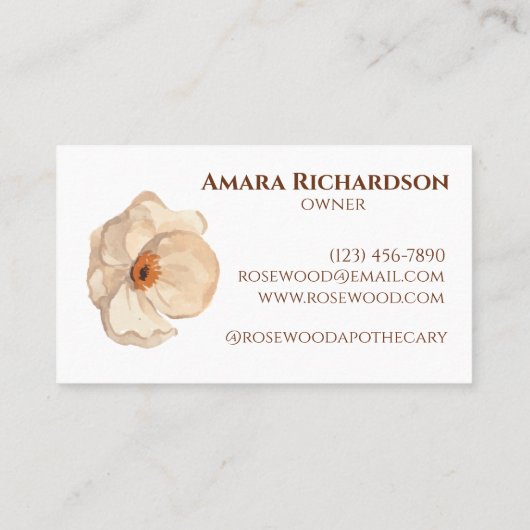 Esthetische Elegante Bloemen Zachte Beige Professi Visitekaartje (Achterkant)