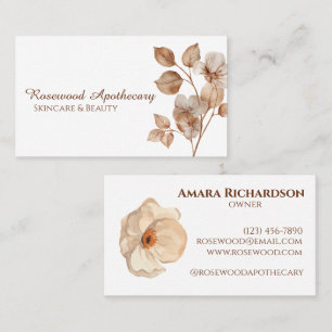 Esthetische Elegante Bloemen Zachte Beige Professi Visitekaartje
