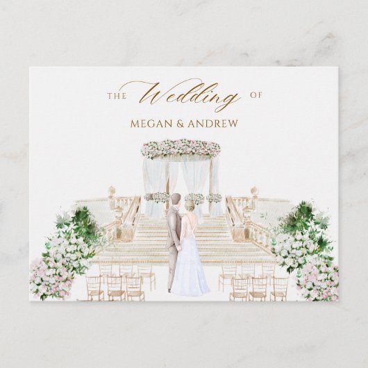 Esthetische elegante bruiloft waterverf briefkaart (Voorkant)