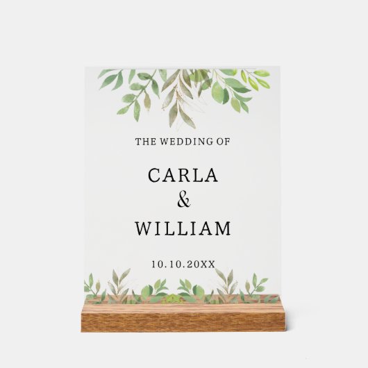 Esthetische Elegante Douanetekst Bruiloft Zaken Acryl Bord (Voorkant)