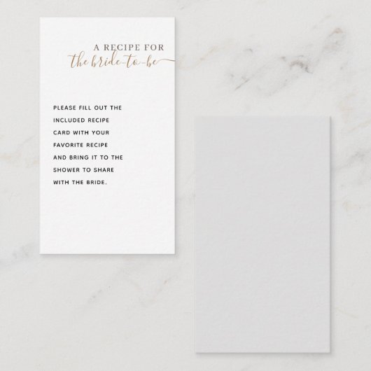 Esthetische Elegante Klassieke Gouden Bruids Douch Informatiekaartje (Voorkant / Achterkant)