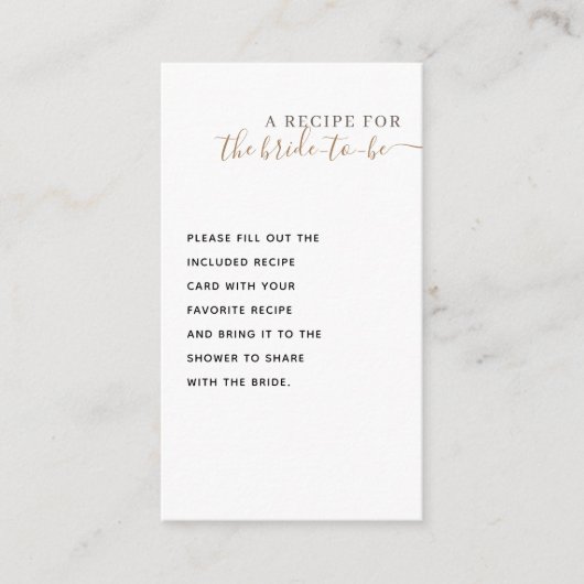 Esthetische Elegante Klassieke Gouden Bruids Douch Informatiekaartje (Voorkant)